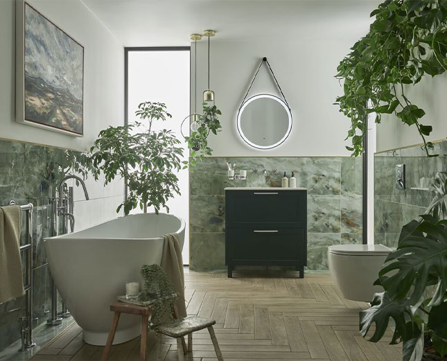 modern bathroom with plants